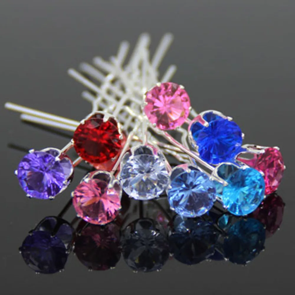 

Furling Pack of 10 PCS Mixed Colors Crystal Hair Spiral Bride Hair Pins Bridal Party Zircon Wedding Hair Jewelry