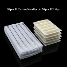 50Pcs 5/7/9/11/13/15F Size Tattoo Needles and 50pcs 5/7/9/11/13/15F Size White Disposable Tattoo Tips Tattoo Kit Free Shipping