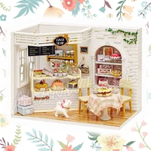 Миниатюрный Кукольный дом пекарня, торт магазин Десерты DIY деревянный кукольный домик с мебели ремесла игрушки для подростков модель строительные наборы