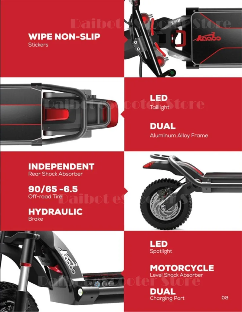 Daibot Electric Scooter 2400w 2 Wheels Electric Scooters Dual Drive 11 inch 60V Foldable Electric Offroad Skateboard For Adults  (27)