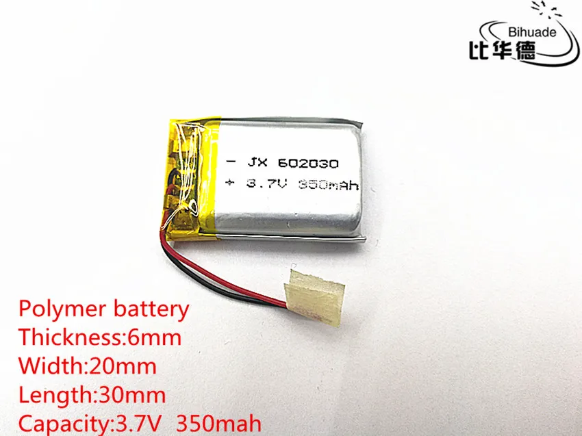 3.7V 350mAh 602030 Lithium Polymer Li-Po li ion Rechargeable Battery cells For Mp3 MP4 MP5 GPS PSP mobile bluetooth