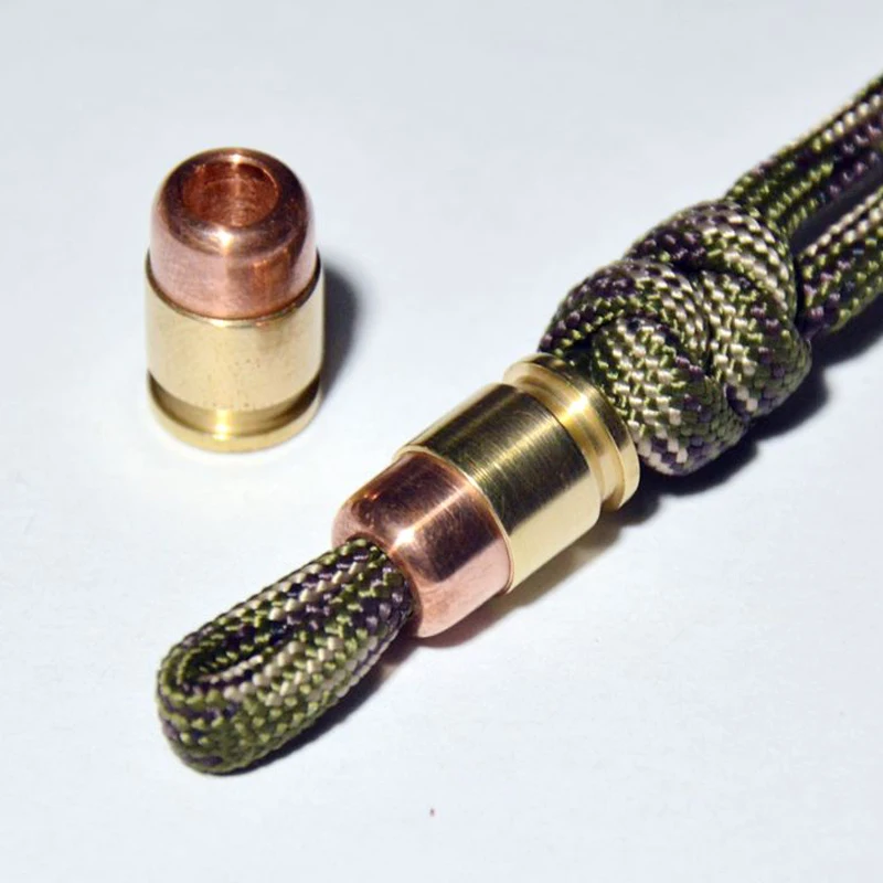1 шт. 15 мм Мини Пуля Дизайн Латунный нож бусина индивидуальность Подвеска со шнурком Парашютная веревка пряжка
