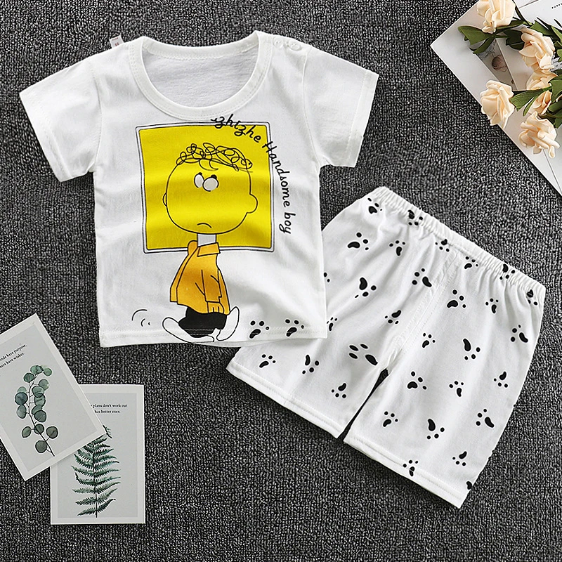 

Summer Clothing Set Tops Panties For 1-6T Children Toddler Girls Boys Clothes Tees Tops with Shorts Cotton T Shirt Pants Set