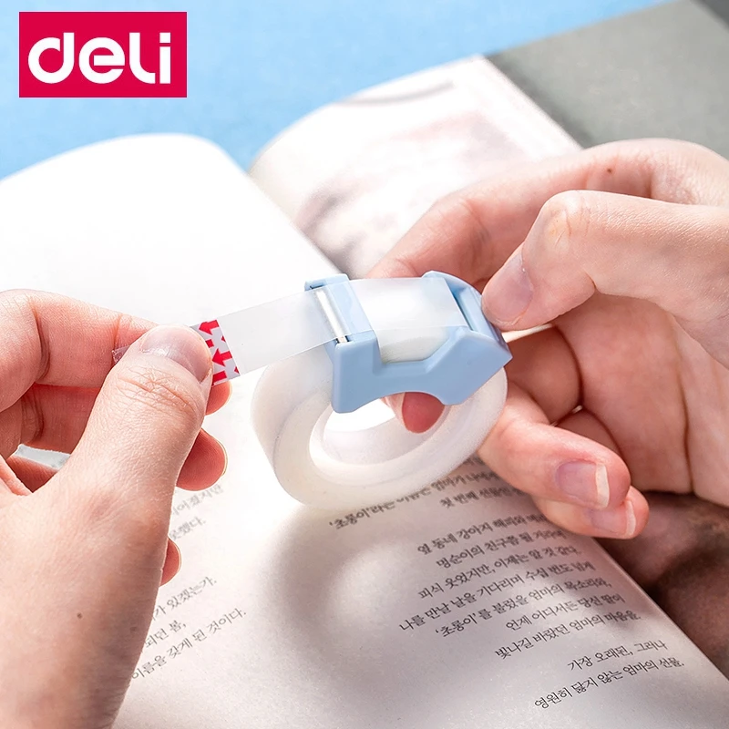 

2PCS/CARD Deli 30112 kawaii transparent masking tape blue/pink student writing copy tape gift cutting 2 pieces washi tapes