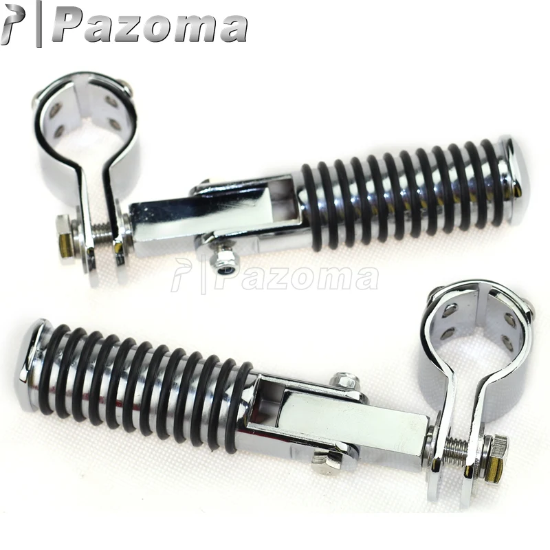 Pazoma Chrome Clamp On Highway Bar Peg Footpegs Pegs 1 1/2" Bars for Harley Davidson Dyna Street