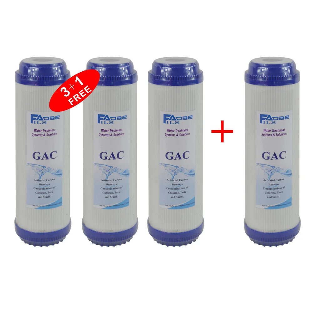 4 пачки очистителя воды предфильтр 1" x2-7/8" гранулированный активированный кокосовый угольный фильтр картридж(GAC