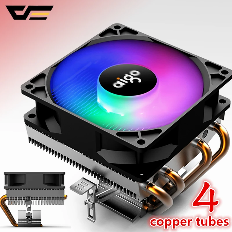 

AIGO CPU cooler Cooling TDP 280W 4 heatpipe CPU fan 3Pin PC Cooling 90mm fan Radiator heatsink/115X/775/1366/AM2+/AM3+/AM4/2011