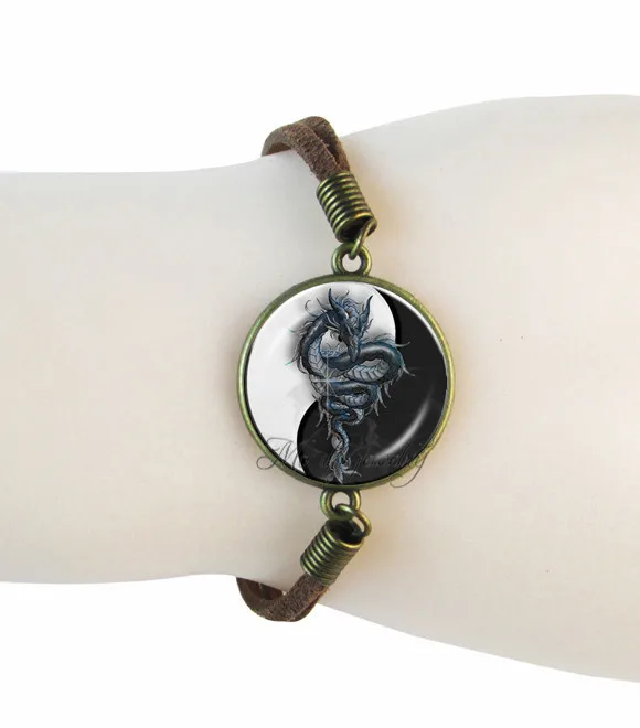 6 Красный браслет Yin Yang dragon and phoenix ювелирные изделия с картинами ювелирные изделия животных браслеты из замши для мужчин Инь-Ян Прямая - Окраска металла: 6