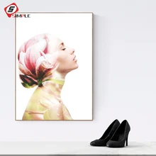 

Flower Tulip Girl Portrait Canvas Prints Wall Art Painting Nordic Rose Wall Pictures Posters for Living Room Scandinavian Decor