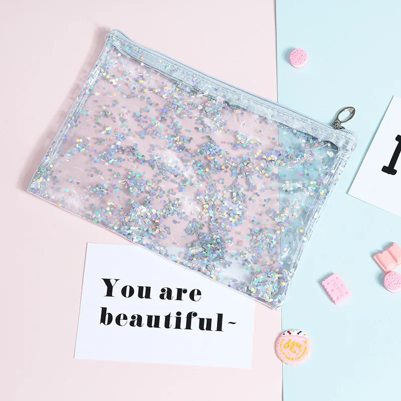 

women shiny Laser Transparent Jelly Star Sparkling Cosmetic Bag Cases PVC Makeup Bags