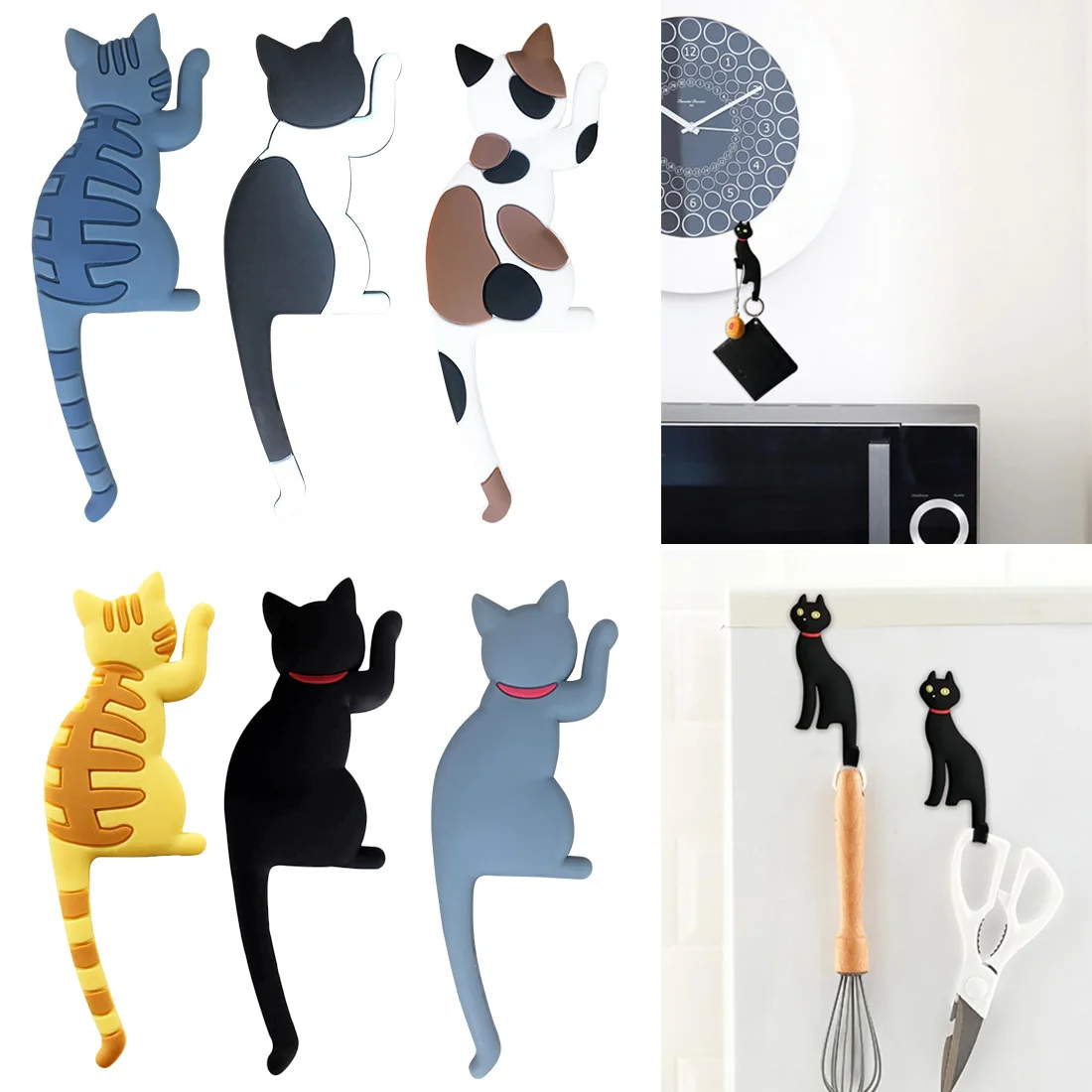 

Refrigerator Magnet Hook Door Cute Magnetic Unique Multifunctional Cat Dog Wall-hung Key Fridge Sticker Home Decorations