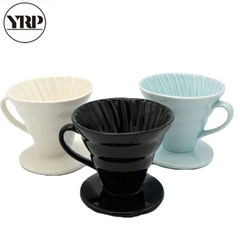 

YRP Japan Ceramic Coffee Dripper Engine V60 Style Coffee Drip Filter Cup Permanent Pour Over Coffee Maker with Separate Stand
