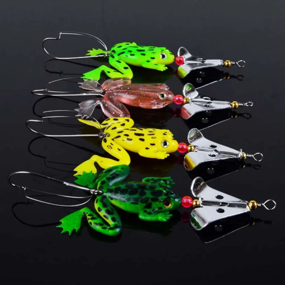 2017 4pcs/Lot Rubber Frog Soft Fishing Lures Bass CrankBait Sinking 9cm 3.54" 6.2g trolling
