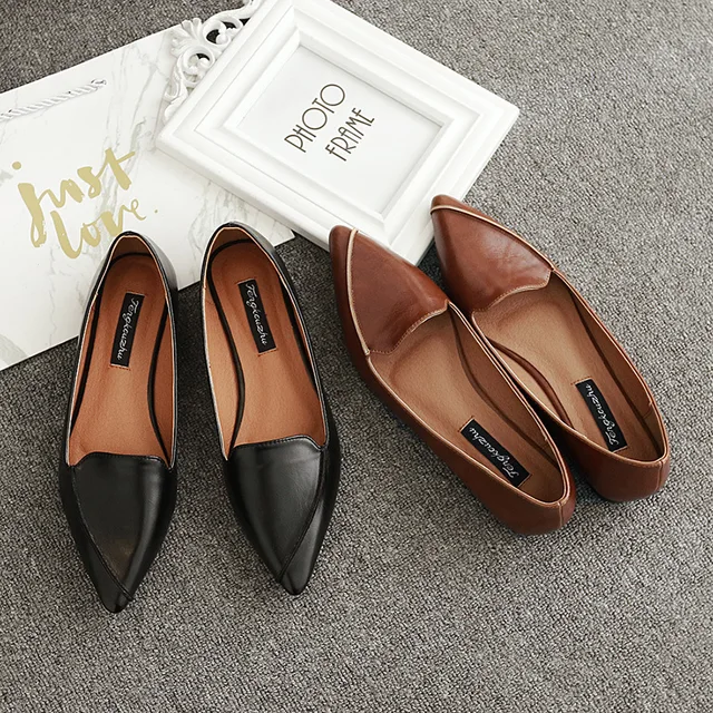 حذاء نسائي مسطح عصري غير رسمي جديد ذو مقدمة مدببة على الطراز الكلاسيكي مناسب لربيع وخريف الأحذية النسائية الرسمية ذات العلامة التجارية ruideng