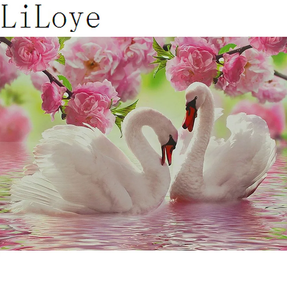 

LI LOYE Diamond Embroidery Flowers swan 5D Diamond Painting Cross Stitch Crystal Diamond Mosaic Rhinestones Decor Paintings RT65