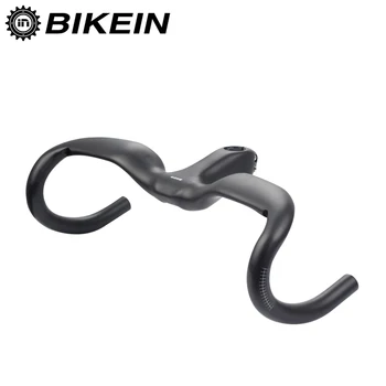 

BIKEIN Lite Full UD Carbon Road Bike Integrated Handlebar Cycling Bicycle Bent Bar With Stem 28.6mm Matte Black Ultralight 330g