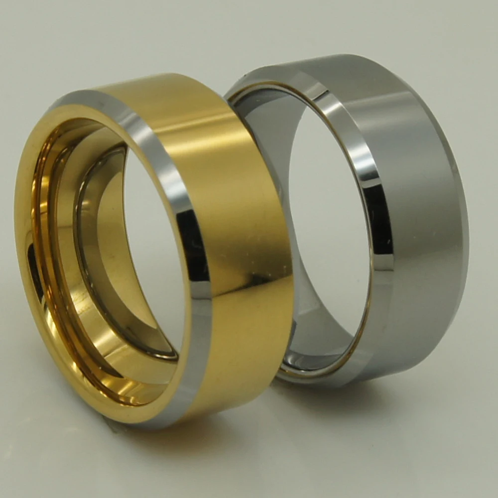 8mm 2tone gold plating hi tech scratch proof wedding tungsten ring 1pc