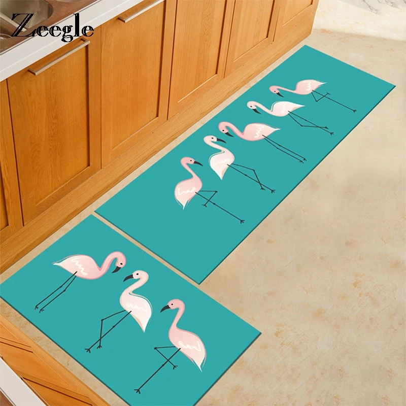 Zeegle Flamingo Printed Doormat Kitchen Carpet Non-slip Area Rug Living Room Bedroom Carpet Bedside Rugs Sofa Table Floor Mats