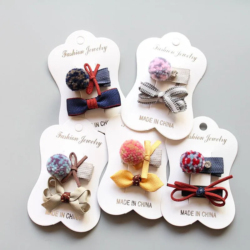 

MIXIU 10pcs/set Baby Girl Hair Accessories Plush Ball With Bow Hair Clip Barrette Headdress Girl Headwear