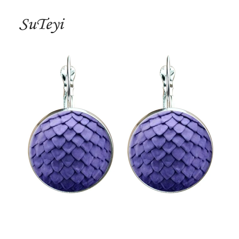 

SUTEYI Fashion Game of Thrones Inspired Earrings Glass Cabochon Earring Silver Colors Dragon Egg In Handmade Earrings jewelry