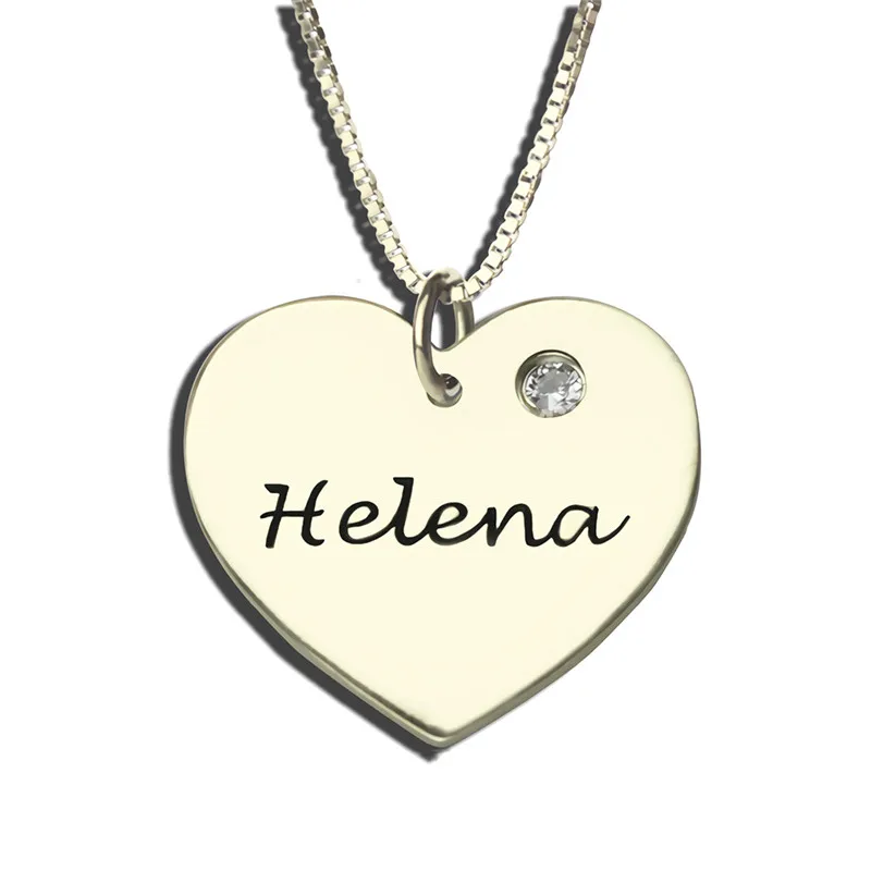 

Personalized Heart Pendant Necklace with Birthstone Custom Made Any Name for Women/mother's day#n92-WS