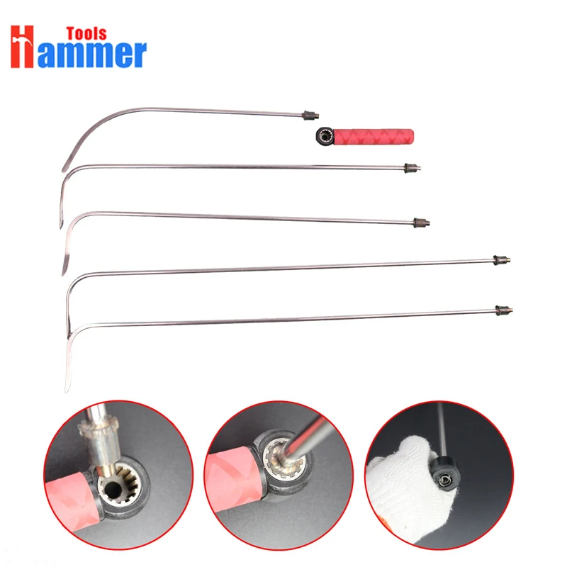 

the new Removable Handle PDR KING Rods Hooks Tools 5pcs Repair Car Tool Paintless Dent Repair Spring Steel Rods Hooks