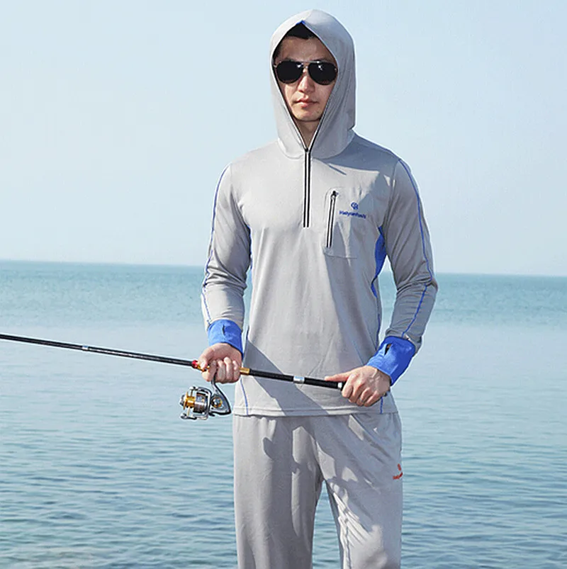 Men's women's Brand fishing clothing sun protection clothing long sleeved  hooded fishing shirt breathable wicking UV protection