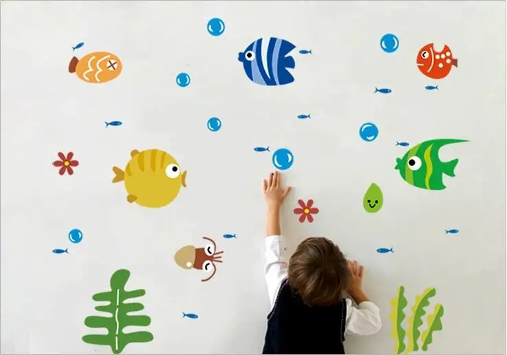 Cute Tropical Fish and Bubble Wall Sticker Kids Room Nursery Kitchen Bathroom Wall sticker home decor Cute Tropical Fish and Bubble Wall Sticker Kids Room Nursery Kitchen Bathroom Wall sticker home decor