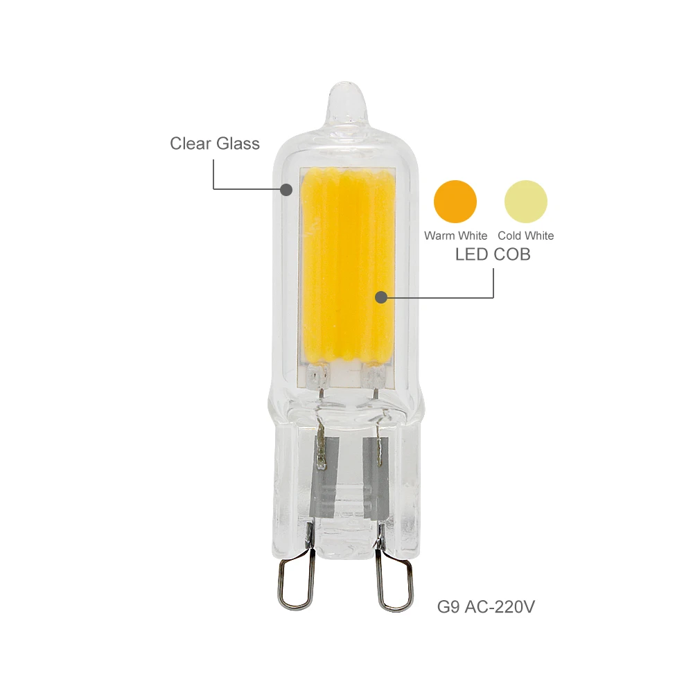 5 шт. галогенные-shape форме, благодаря чему создается ощущение невесомости с светодиодный лампы с регулируемой яркостью G9 COB светодиодный 220 V/230 V/240 V 3W высокое Мощность трубка прозрачная Стекло светодиодный светильник теплый белый/холодный белый