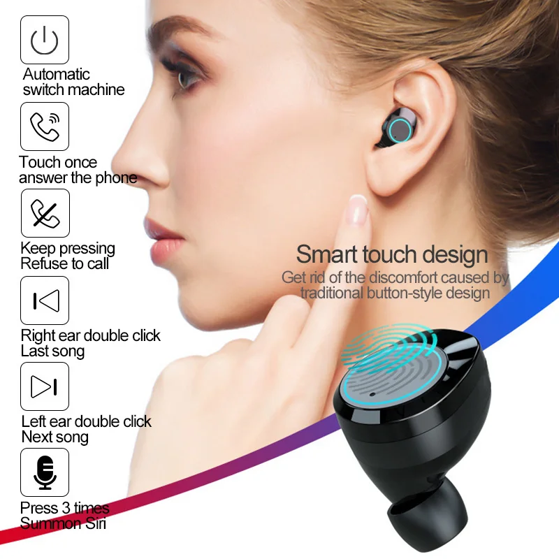 DioIono Bluetooth 5 0 TWS беспроводные наушники IPX7 Водонепроницаемая гарнитура с сенсорным