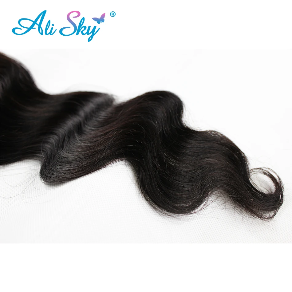 Brazilian Body Wave 3pcs Hair Bundles Deal with 4x4 Lace closure 100%Human Hair weaves [Ali Sky]Middlle/Free/Three Part Non Remy