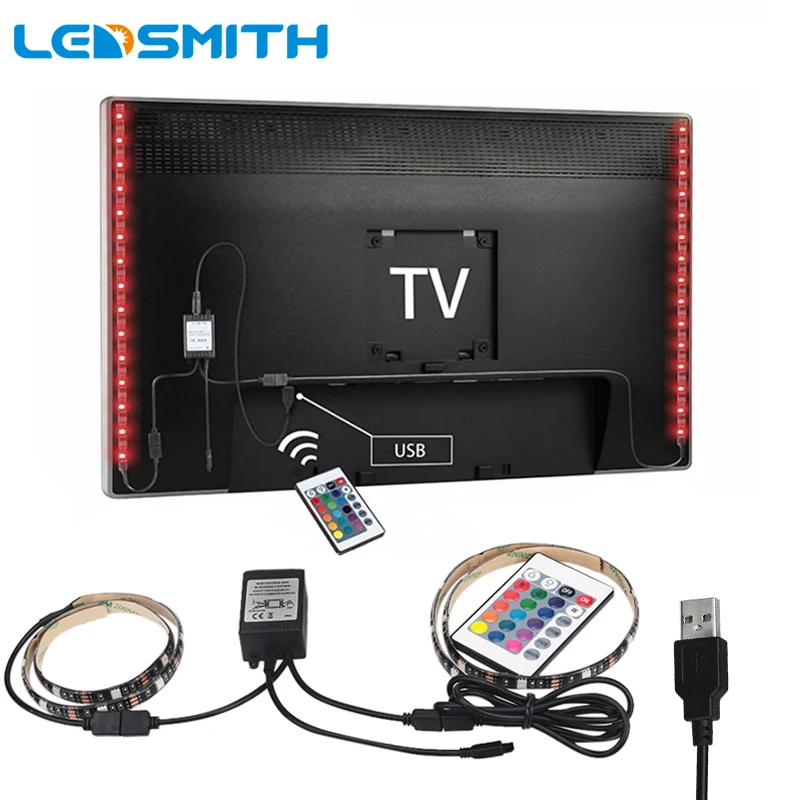 

2X50cm DC5V USB LED strip 5050 RGB Flexible Light TV Kit Background Lighting RGB LED Strip Adhesive Tape IP65 Waterproof
