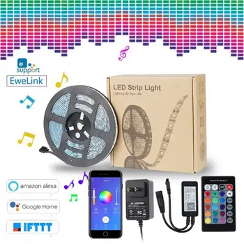 

Remote control by app ewelink Smart LED Light Strip Dimmable WiFi Flexible RGB Strip Lights Work with Alexa Google Home