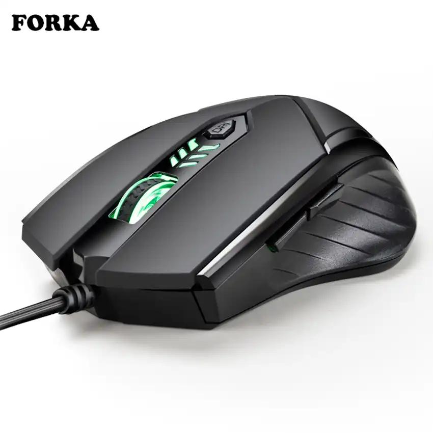 FORKA Silent Click USB Wired Gaming Mouse 6 Buttons 3200DPI Mute Optical Compute