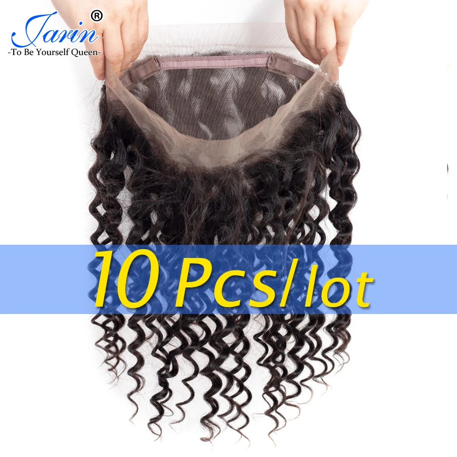 

Bulk Sale 10 Pieces/lot Brazilian 360 Lace Frontal Peruvian Human Hair Deep Wave Closure 130% Density Pre Plucked Natural Color