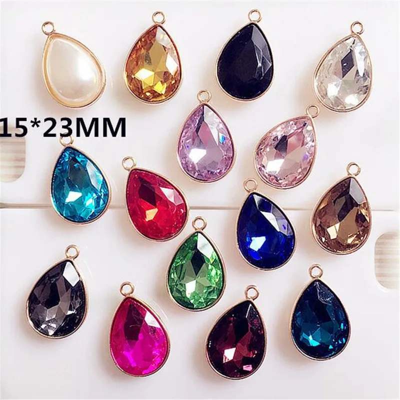 

Crystal Pearl Drop Pendant Gem Crystal Beads Multi-Facets Section Charms Fits European Charm Bracelet Jewelry Necklace