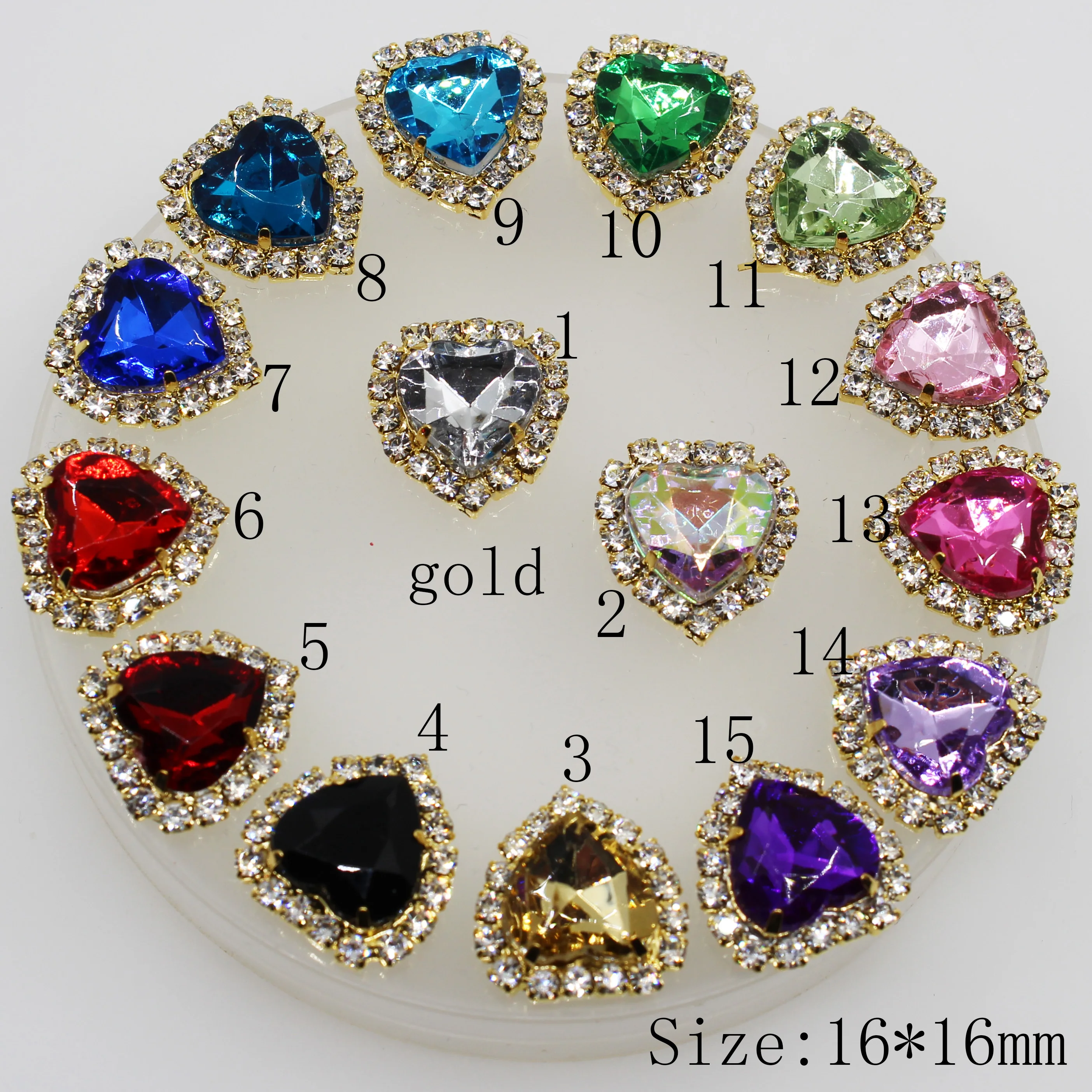 

16*16MM heart rhinestone button decorativos para artesanato wedding gold buttons clothes DIY accessories for sewing