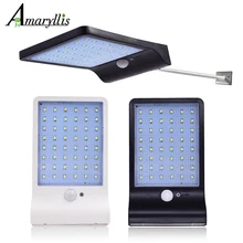 450 люмен 48 Светодиодный светильник на солнечной батарее с тремя режимами, черный, белый, водонепроницаемый, для улицы, для сада, настенный светильник для забора с монтажным столбом или без