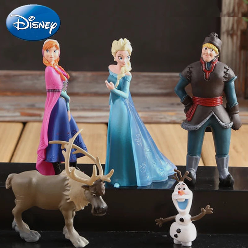 Disney 5pcs/Lot Frozen Princess 5-10cm Anna Elsa Action Figures Kristoff Sven Olaf Pvc Model Dolls Toys Collection Birthday Gift