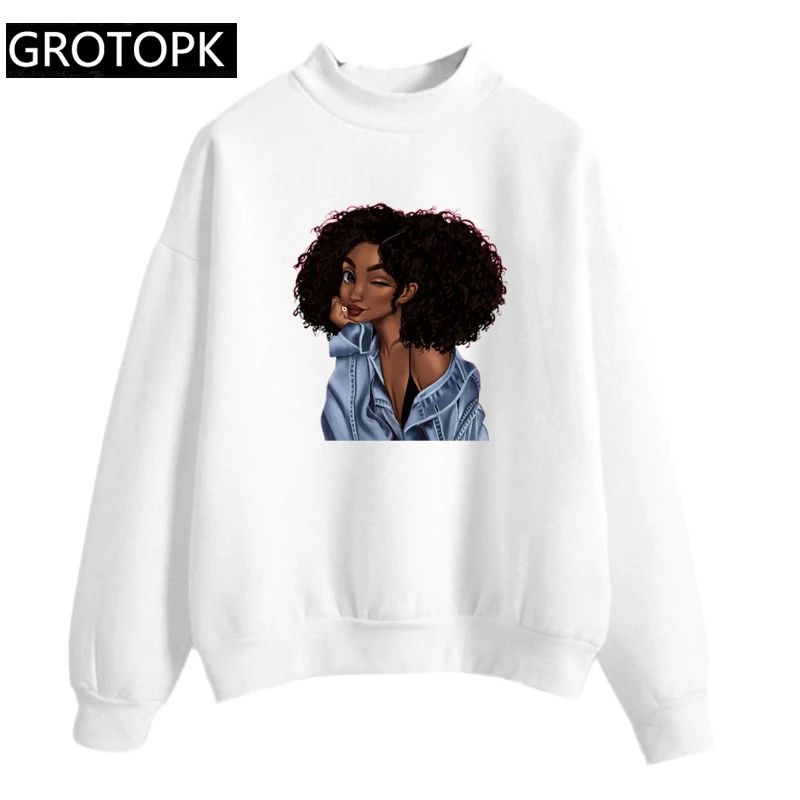  2bunz Melanin Poppin Aba Queen Art Harajuku Fashion 2019 Long Sleeve Women Hoodies Sweet Girls Swea