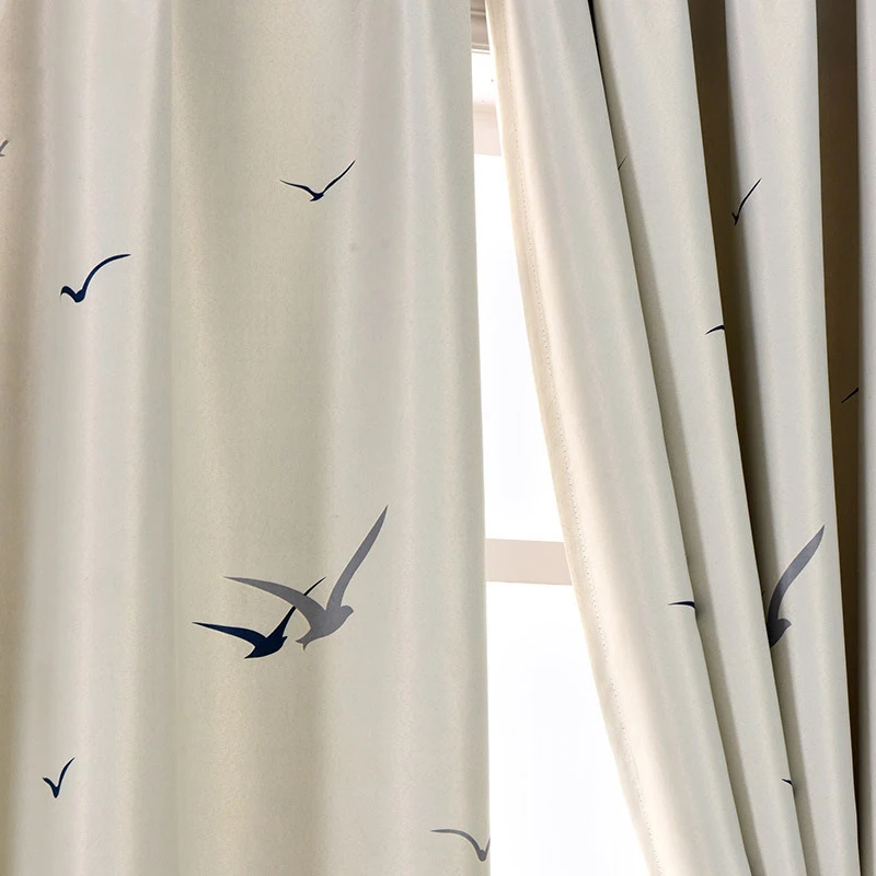 Modern Printed Tree Short Curtains for Kids Bedroom Children's Room Window Treatments Drape for Living Room