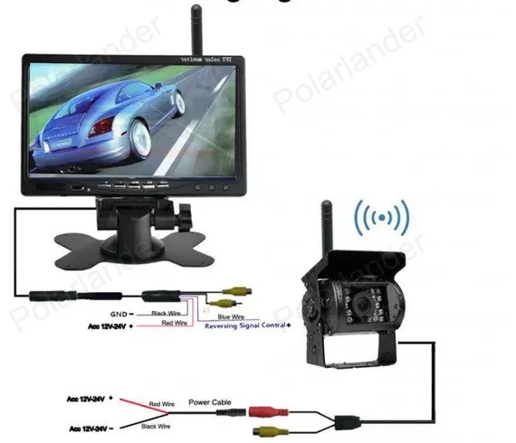 Беспроводной 7 дюймов tft ЖК-дисплей автомобиля Мониторы с резервным 18 LED Ночное Видение заднего вида Камера для грузовик Парковочные системы