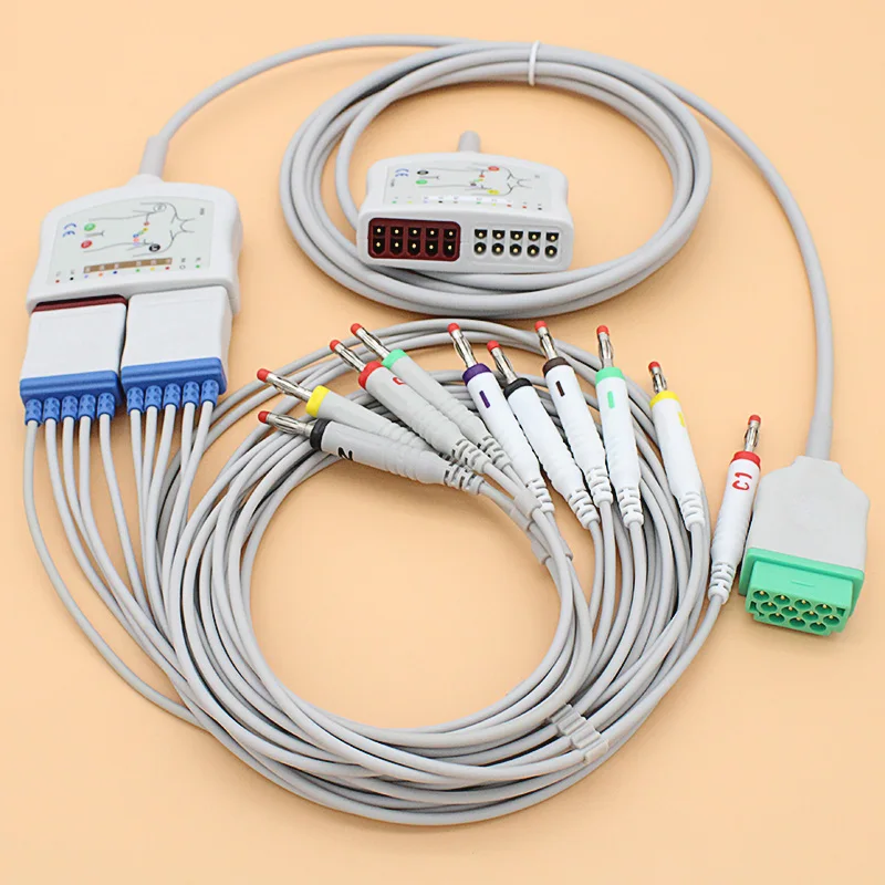 

10LEAD ECG EKG(416035-001,002) trunk cable and leadwire(411200-001,416468-001) for GE-Dash/Eagle/Solar/Tram/Datex-ohmeda S/5 FM
