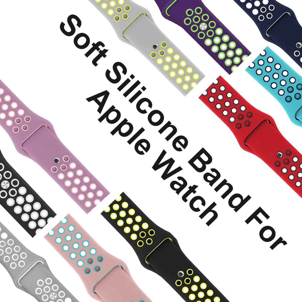 

Sport Silicone Band for Apple Watch Nike Series 3 2 1 42mm 38mm Official Double Color Bracelet Strap Watchstrap for iWatch bands