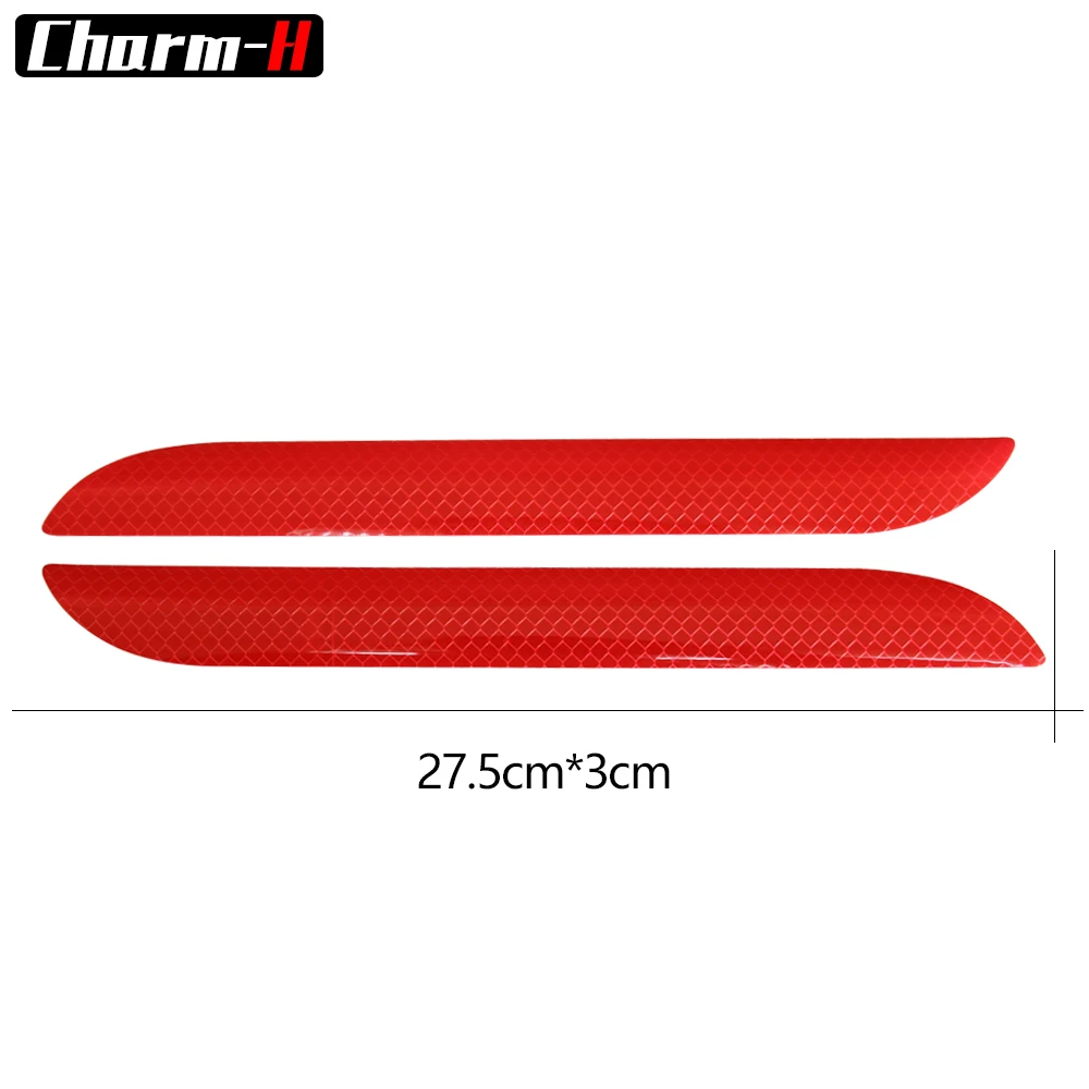 2pcs For BMW Benz Audi Ford Universal Car Trunk Tail Bumper Safety Warning Sign Reflective Tape Mark Strip Sticker Marking Decal