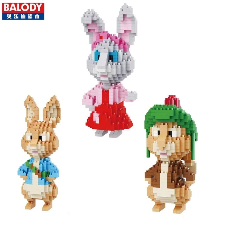 

Balody Micro blocks Cartoon Building Toys Anime Model Peter Rabbit Auction Figures Educational Toy for Children Cute Girl Gifts
