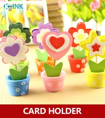 

12pcs / lot , Wooden flower potted plant photo holder, memo clip holder , wood card / picture holder
