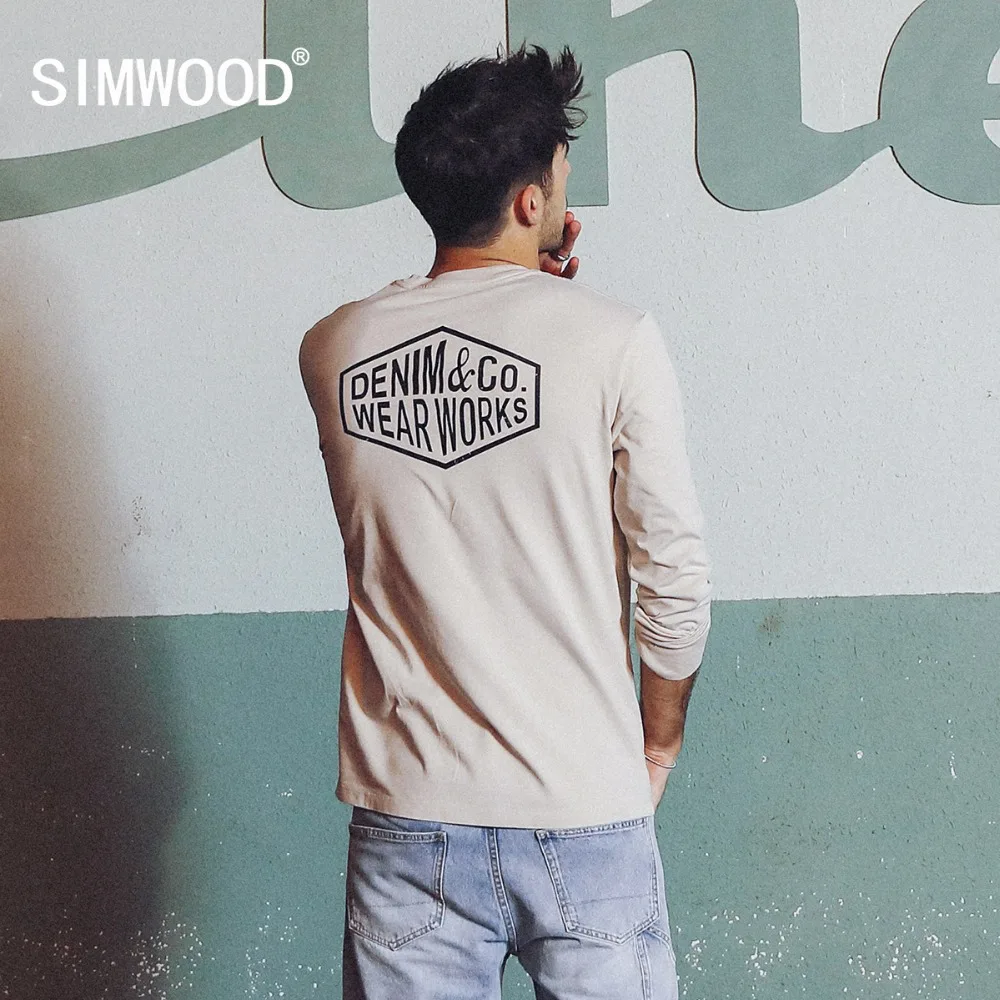 SIMWOOD Long Sleeved T-Shirt Men Fashion Spring New Tops Letter O-neck Tshirt Casual Streetwear 100% cotton 2019 Tees 180482 SIMWOOD Long Sleeved T-Shirt Men Fashion Spring New Tops Letter O-neck Tshirt Casual Streetwear 100% cotton 2019 Tees 180482