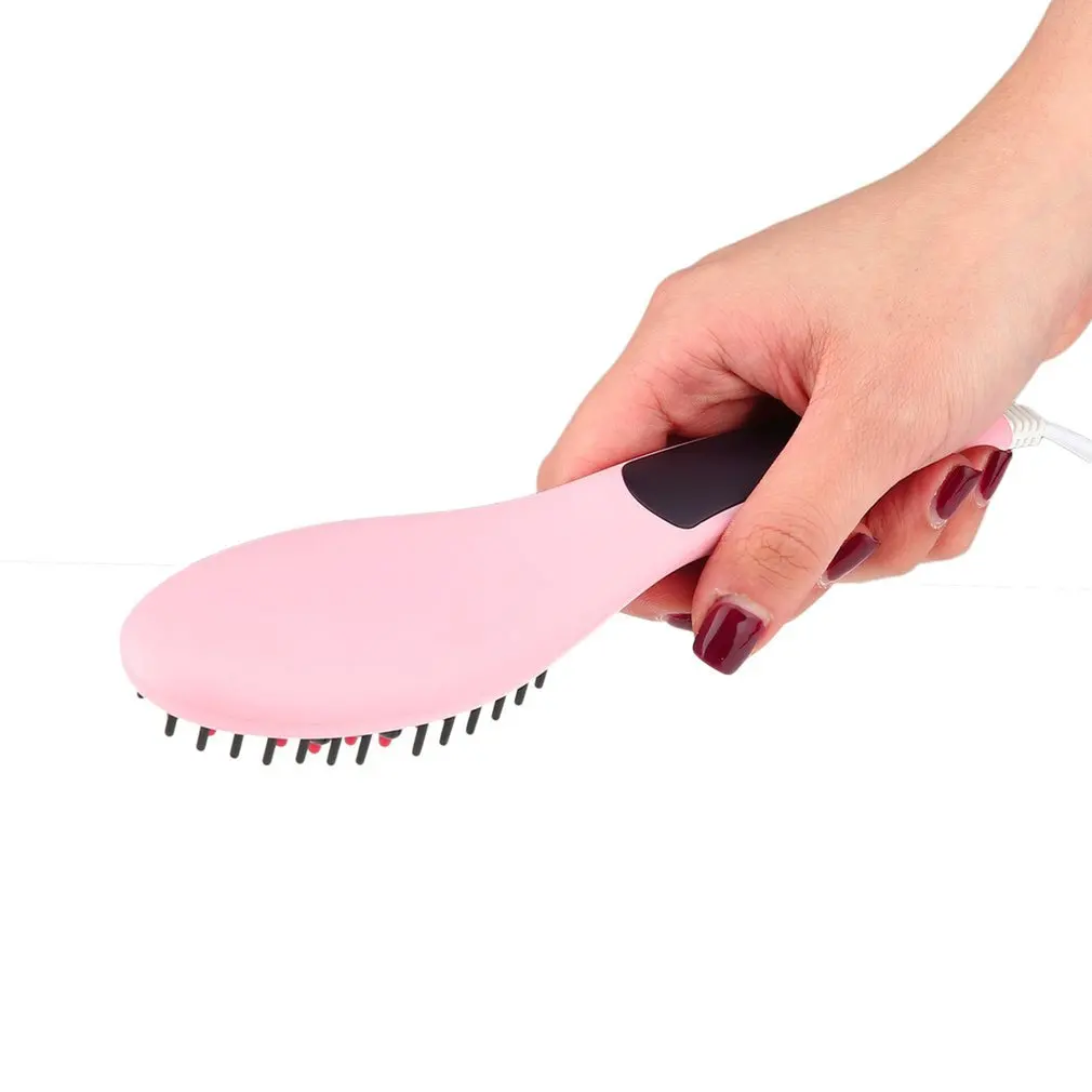 Portable Lightweight Electric Fast Hair Straightener Brush Anti Static Anti Scald Ceramic Hair Brush for Dry Hair dropshipping