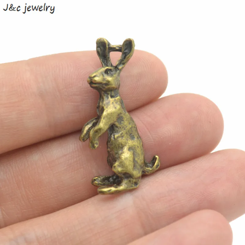 

Wholesale 30pcs/lot vintage bronze tone metal charms jewelry rabbit pendants supplies fits diy bracelets & necklace D3477